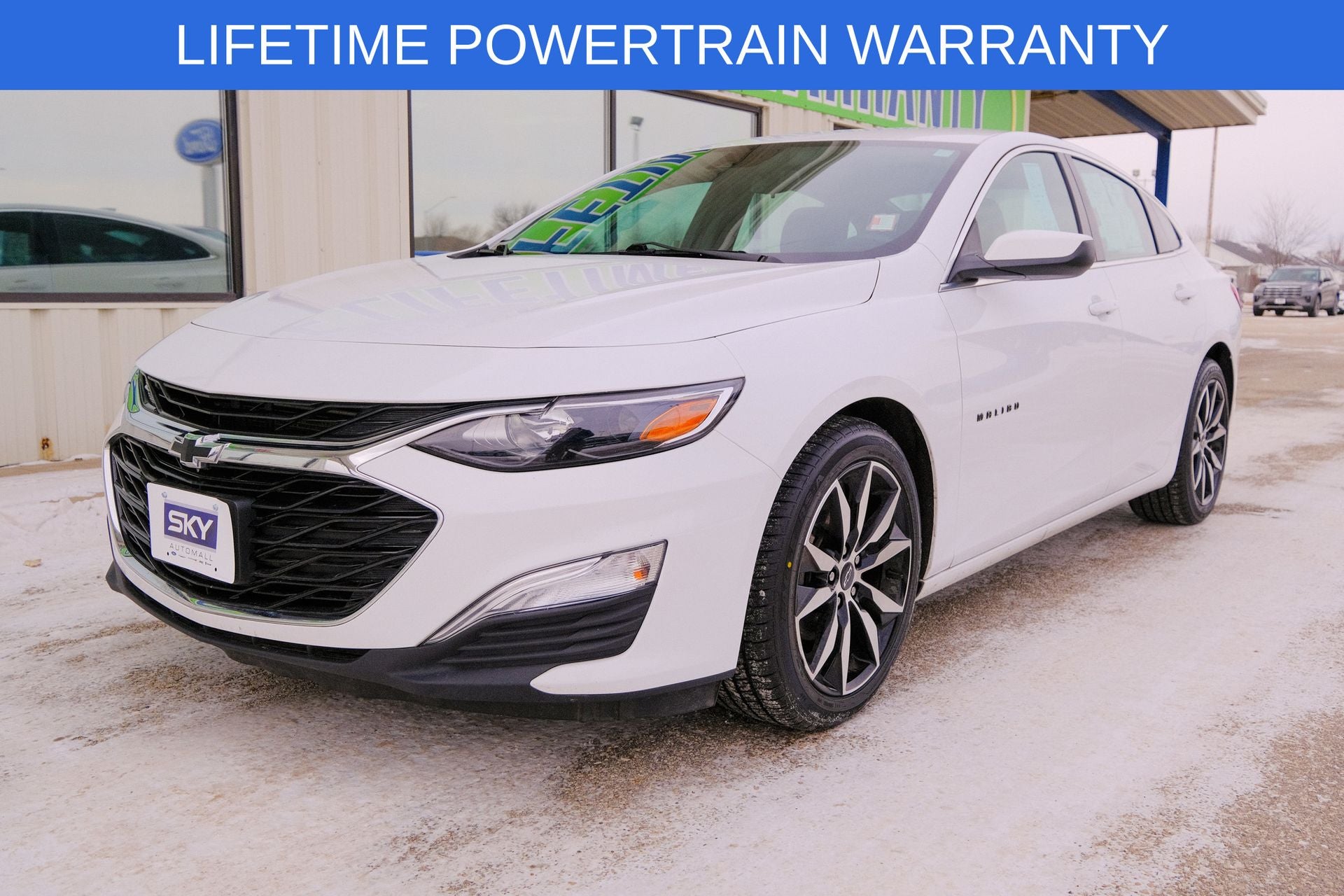 2023 Chevrolet Malibu FWD RS in Summit White — front three-quarter view