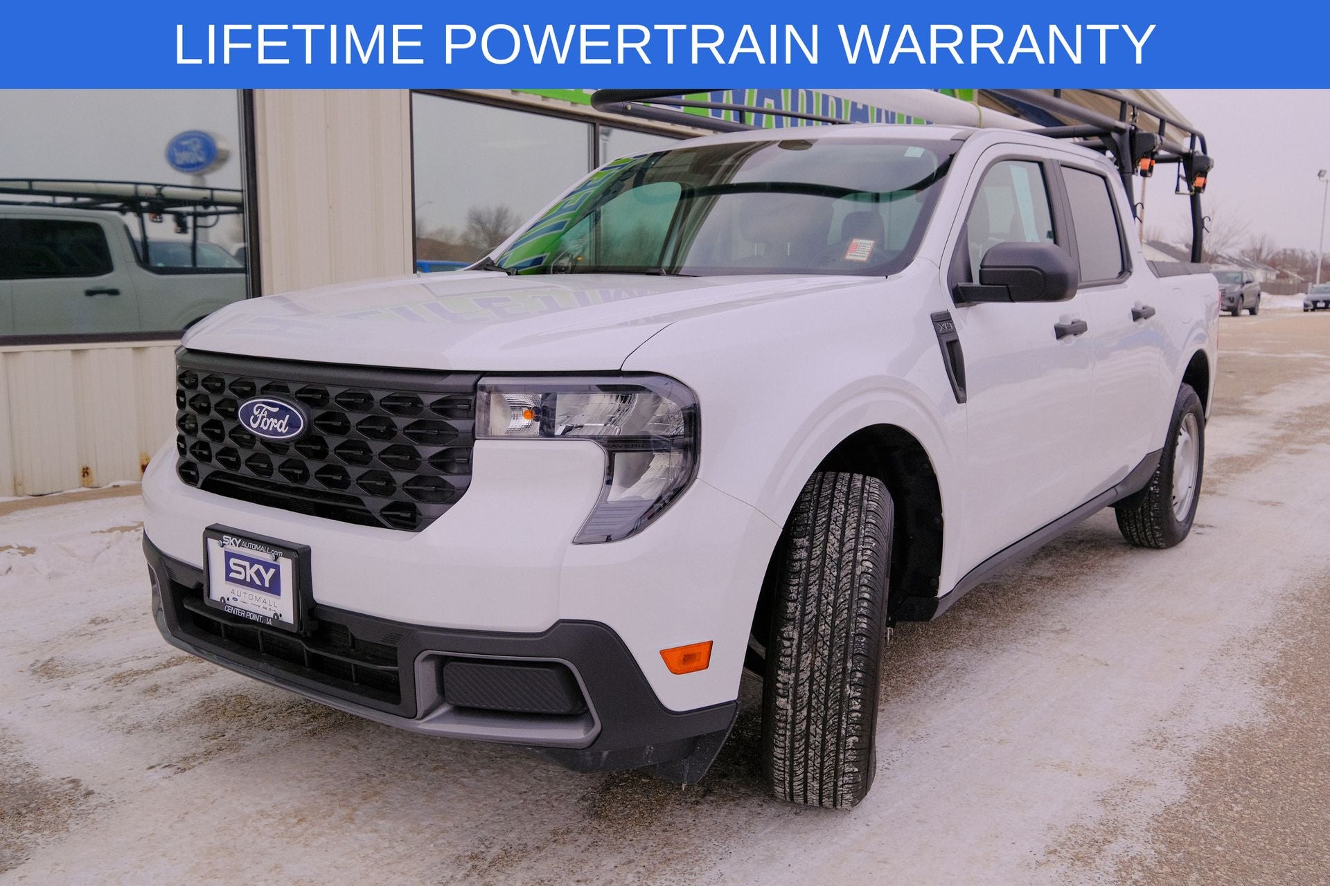 2025 Ford Maverick XLT in Oxford White — front three-quarter view