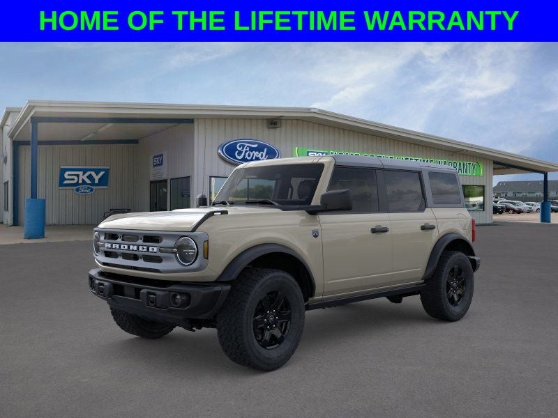 2025 Ford Bronco Big Bend in Desert Sand — front three-quarter view