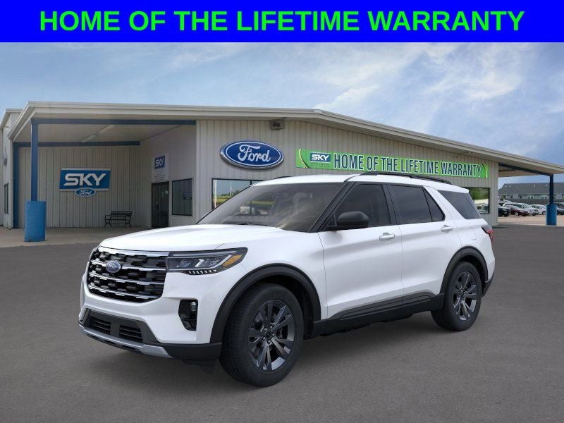 2026 Ford Explorer Active in Star White Metallic Tri-Coat — front three-quarter view