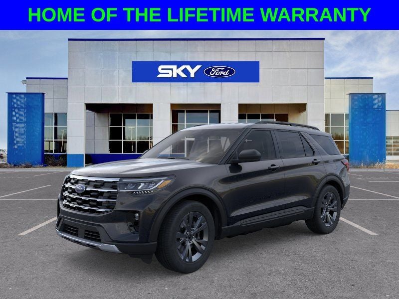 2026 Ford Explorer Active in Agate Black Metallic — front three-quarter view