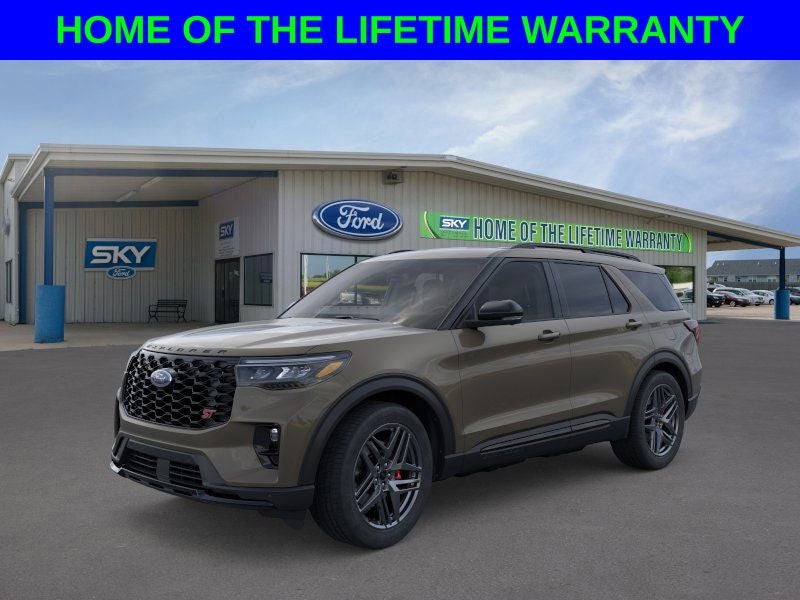 2026 Ford Explorer ST in Marsh Gray — front three-quarter view
