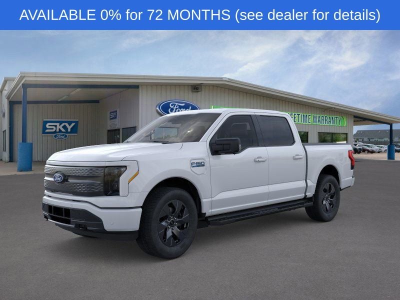 2025 Ford F-150 Lightning Flash in Oxford White — front three-quarter view