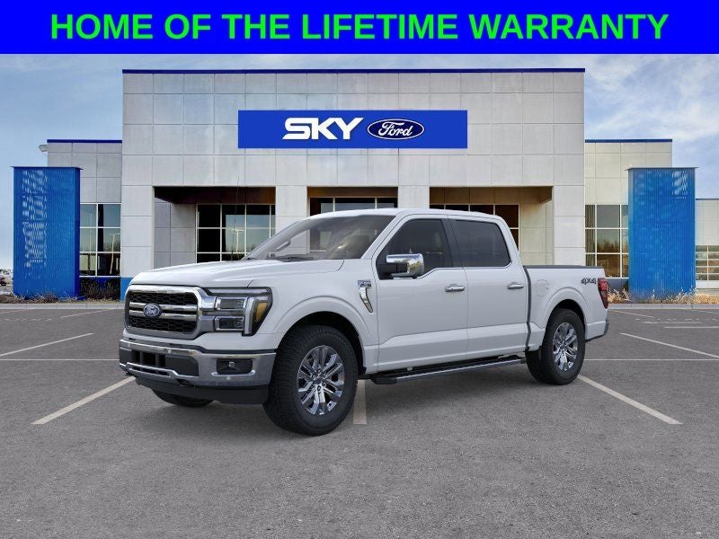 2025 Ford F-150 Lariat in Oxford White — front three-quarter view