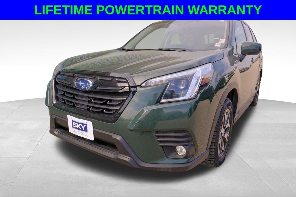 2024 Subaru Forester Premium in Cascade Green Silica — front three-quarter view