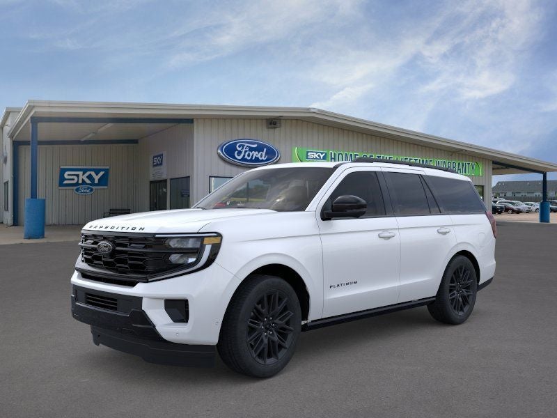 2026 Ford Expedition Platinum in Star White Metallic Tri-Coat — front three-quarter view