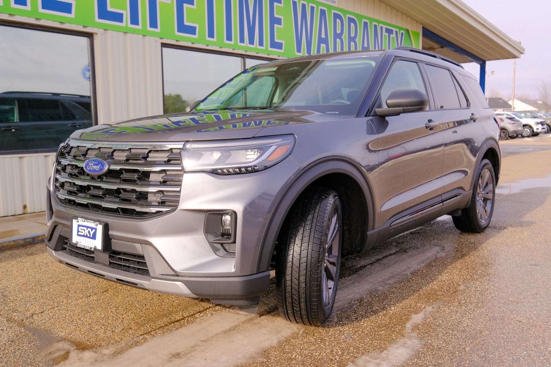 2026 Ford Explorer Active in Gray Metallic — front three-quarter view